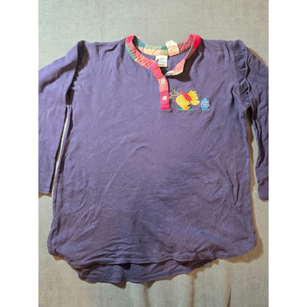 Vintage Disney 90s Henley Shirt Pooh Piglet Hunny Pot Jerry Leigh Adult Medium